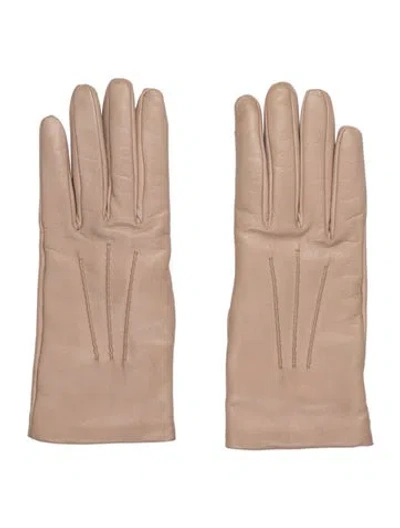 Pre-owned Prada Leather Gloves In Neutrals