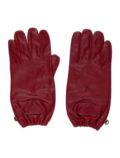 Pre-owned Prada Leather Gloves In Red