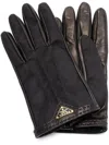 Prada Leather Gloves In Schwarz