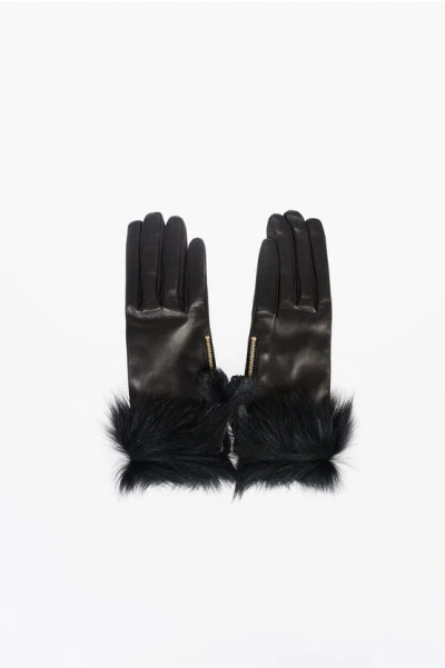 Prada Leather Gloves With Fur
