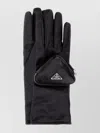 Prada Leather Gloves With Zippered Pocket And Stitched Detailing