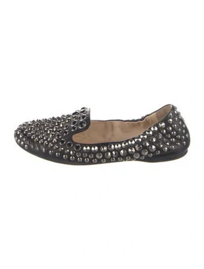 Pre-owned Prada Leather Graphic Print Loafers In Black