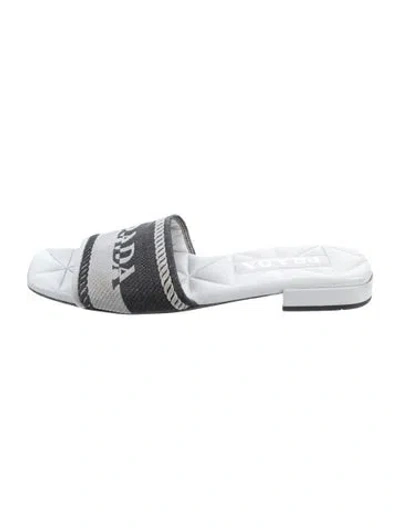 Pre-owned Prada Leather Graphic Print Slides In Multi