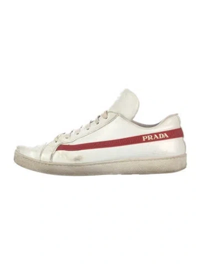 Pre-owned Prada Leather Graphic Print Sneakers In Multi