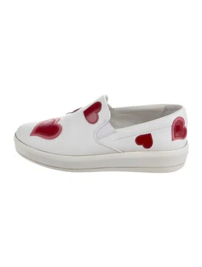 Pre-owned Prada Leather Graphic Print Sneakers In White