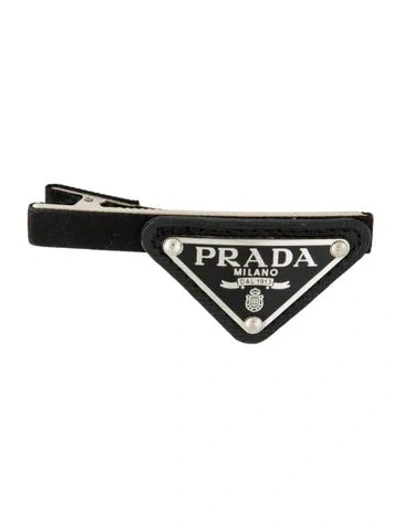 Pre-owned Prada Leather Hair Clip In Black
