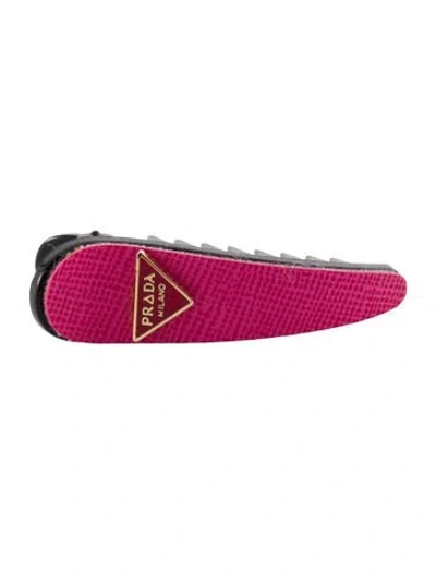 Pre-owned Prada Leather Hair Clip In Black/pink