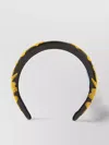 Prada Leather Hairband With Embroidered Floral Motif