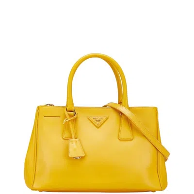 Pre-owned Prada Leather Handbag Shoulder Bag () In Yellow