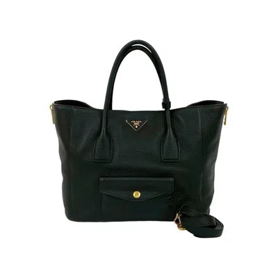 Pre-owned Prada Leather Handbag Shoulder Bag Tote Bag () In Black