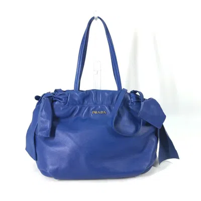 Pre-owned Prada Leather Handbag Shoulder Bag Tote Bag () In Blue