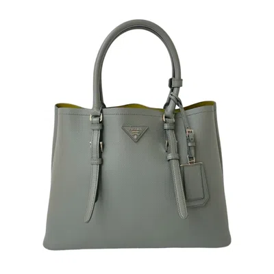 Pre-owned Prada Leather Handbag Shoulder Bag Tote Bag () In Gray