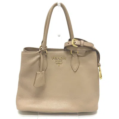 Pre-owned Prada Leather Handbag Shoulder Bag Tote Bag () In Sand