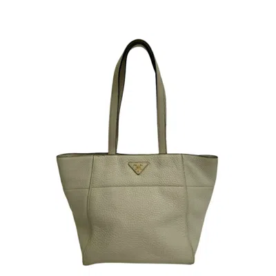 Pre-owned Prada Leather Handbag Tote Bag () In White