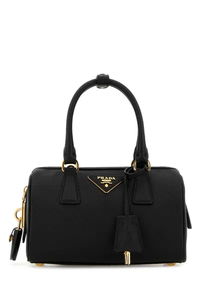 Prada Leather Handbag With 21 Cm X 15 Cm X 11 Cm Profile And Adjustable Strap In Purple