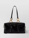 Prada Leather Handbag With Double Handles And Front Pocket