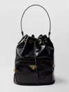 Prada Leather Handle Bucket Bag With Adjustable Strap In Red