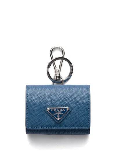 Prada Leather Headphone Case In Blue | ModeSens