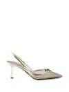 Prada Mesh Fabric Slingback Pumps In Silver