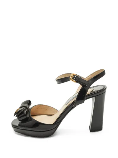 Pre-owned Prada Leather Heeled Sandals In Black