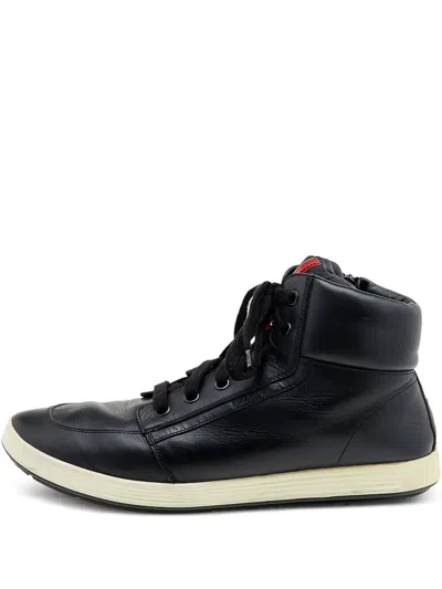 Pre-owned Prada Leather High-top Sneakers