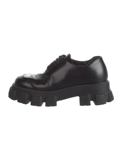Pre-owned Prada Leather Hiking Boots In Black