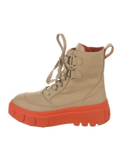 Pre-owned Prada Leather Hiking Boots In Black