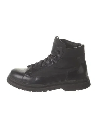 Pre-owned Prada Leather Hiking Boots In Black