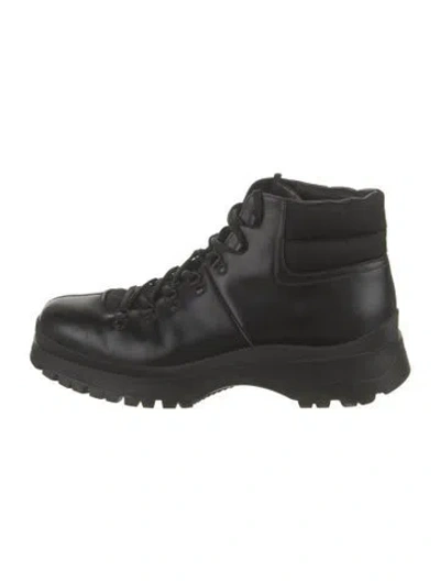 Pre-owned Prada Leather Hiking Boots In Black