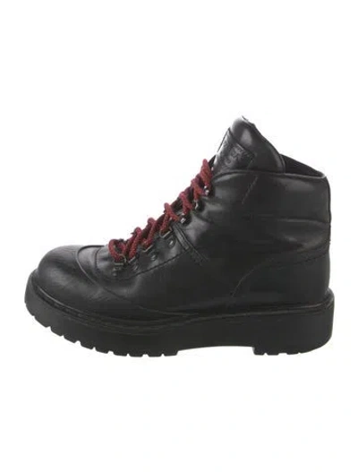 Pre-owned Prada Leather Hiking Boots In Black