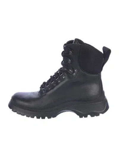Pre-owned Prada Leather Hiking Boots In Black