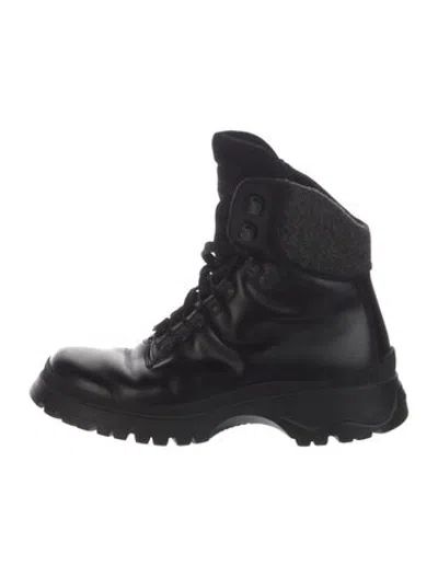 Pre-owned Prada Leather Hiking Boots In Brown
