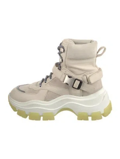 Pre-owned Prada Leather Hiking Boots In Neutrals