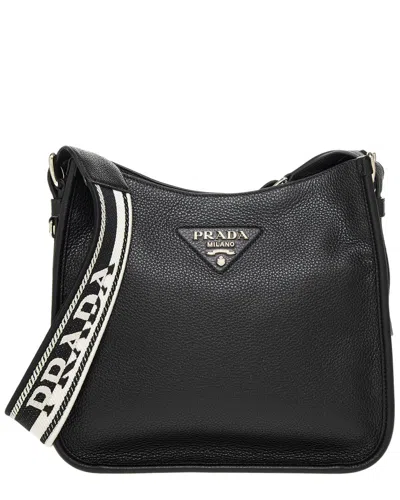 Prada Triangle-logo Hobo Shoulder Bag In Black