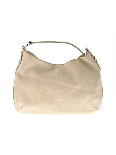 Pre-owned Prada Leather Hobo Bag In White