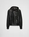 Prada Leather Hoodie In Black