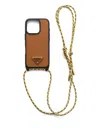 Prada Leather Iphone 16 Pro Max Case In Brown
