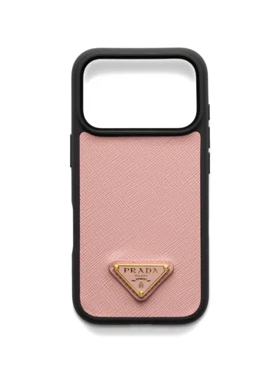 Prada Leather Iphone 17 Pro Max Case In Pink