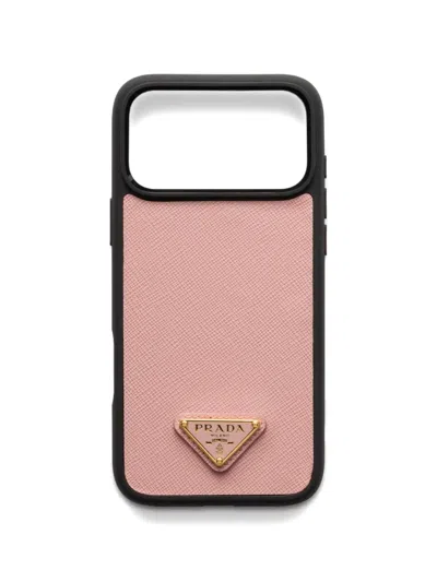 Prada Leather Iphone 17 Pro Max Cases In Pink