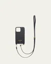 Prada Leather Iphone Case With Strap In Black