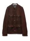 Prada Leather Jacket In Brown