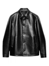 Prada Textured Leather Caban Style Jacket In Black