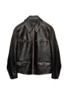 Prada Leather Jacket In Brown