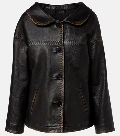 Prada Leather Jacket In Black