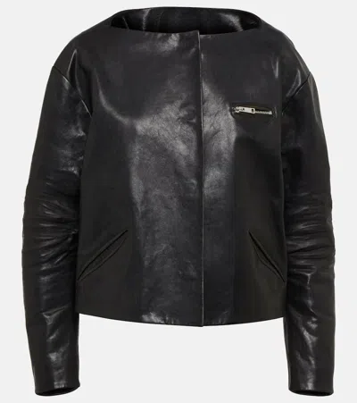 Prada Leather Jacket In Black