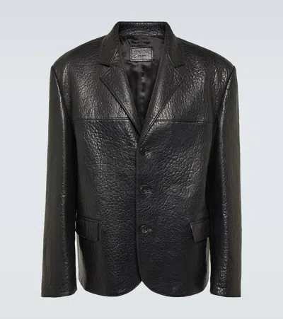 Prada Leather Jacket In Black