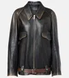 Prada Leather Blouson Jacket In Black