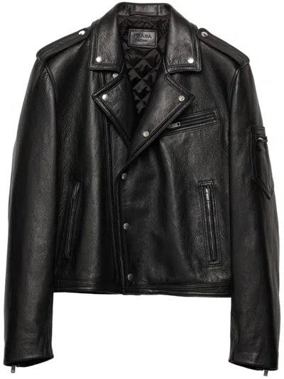 Prada Leather Jacket In Black