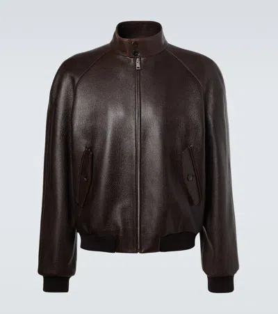 Prada Leather Jacket In Brown