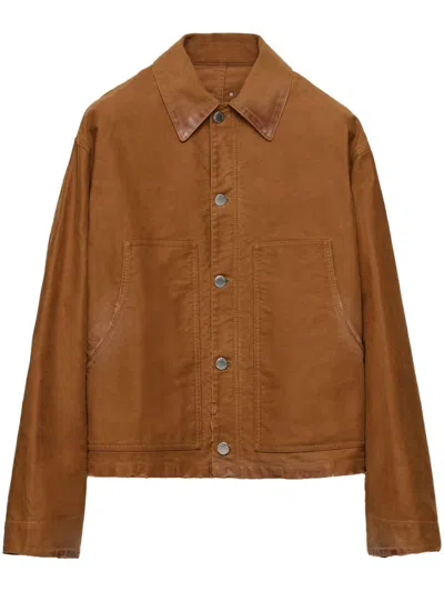 Prada Leather Jacket In F0ade Light Brown